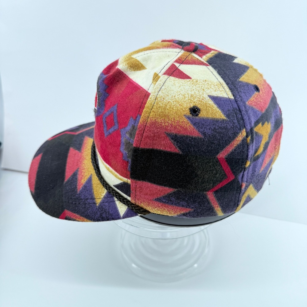 VTG Coastal Snapback Hat Aztec Southwestern Geometric Rope Brim Made in USA READ - Picture 2 of 11